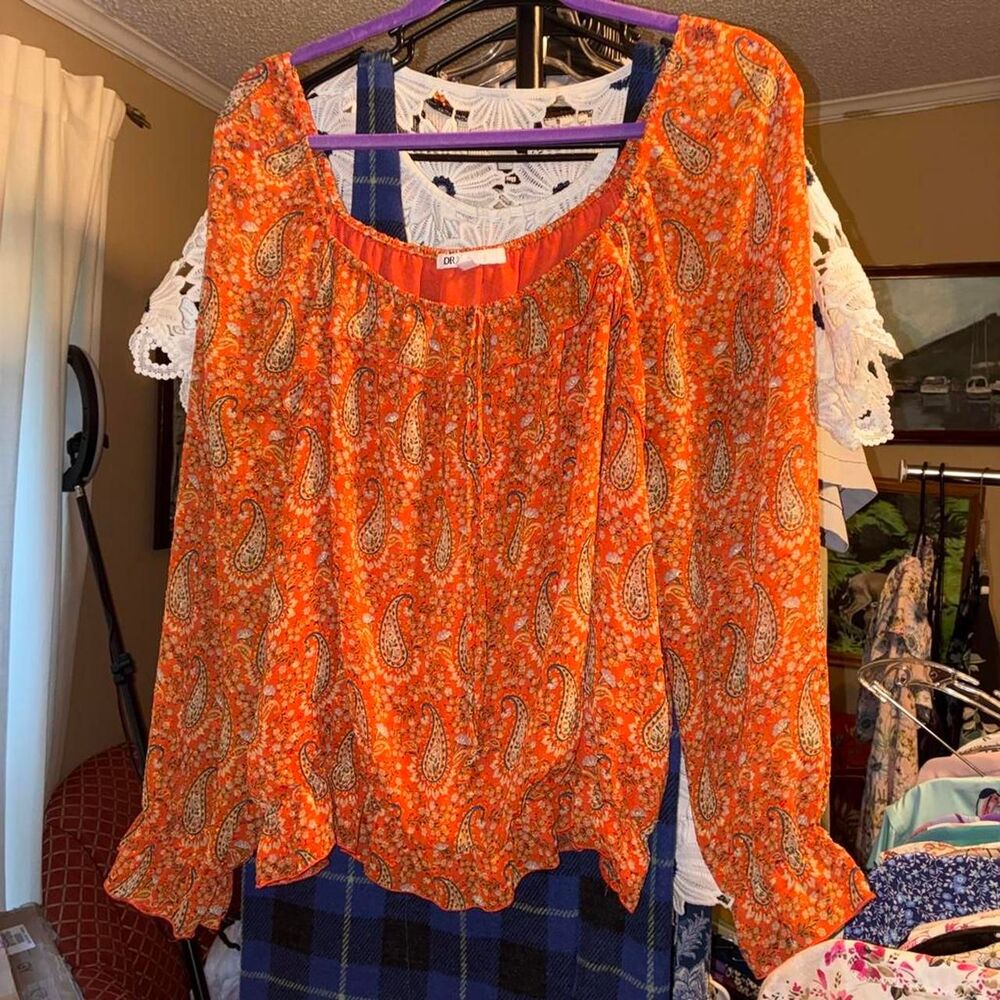 BOHO size XL Women's Orange Blouse